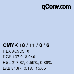 カラーコード: CMYK 18 / 11 / 0 / 6 | qconv.com