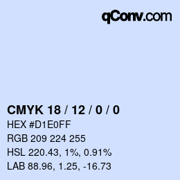 カラーコード: CMYK 18 / 12 / 0 / 0 | qconv.com