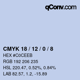 颜色代码: CMYK 18 / 12 / 0 / 8 | qconv.com