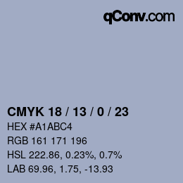 Código de color: CMYK 18 / 13 / 0 / 23 | qconv.com
