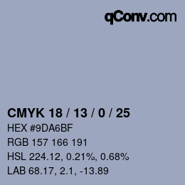 Color code: CMYK 18 / 13 / 0 / 25 | qconv.com