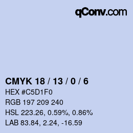 Color code: CMYK 18 / 13 / 0 / 6 | qconv.com