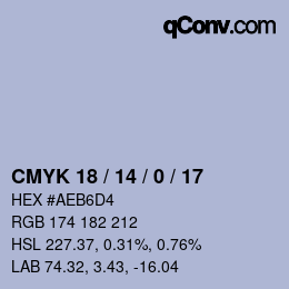 カラーコード: CMYK 18 / 14 / 0 / 17 | qconv.com