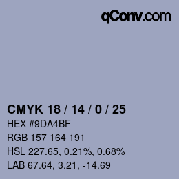 Color code: CMYK 18 / 14 / 0 / 25 | qconv.com