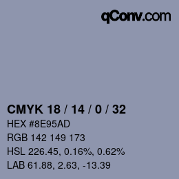 Color code: CMYK 18 / 14 / 0 / 32 | qconv.com