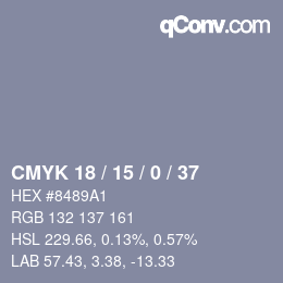 Farbcode: CMYK 18 / 15 / 0 / 37 | qconv.com