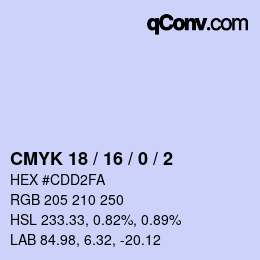 Color code: CMYK 18 / 16 / 0 / 2 | qconv.com