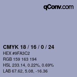 Código de color: CMYK 18 / 16 / 0 / 24 | qconv.com