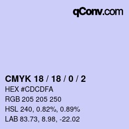 Color code: CMYK 18 / 18 / 0 / 2 | qconv.com