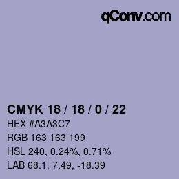 Código de color: CMYK 18 / 18 / 0 / 22 | qconv.com
