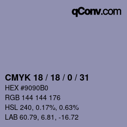 Código de color: CMYK 18 / 18 / 0 / 31 | qconv.com