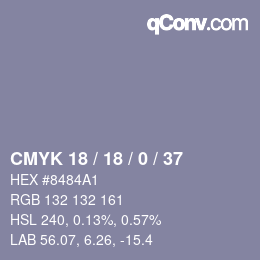 颜色代码: CMYK 18 / 18 / 0 / 37 | qconv.com