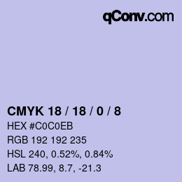 Color code: CMYK 18 / 18 / 0 / 8 | qconv.com
