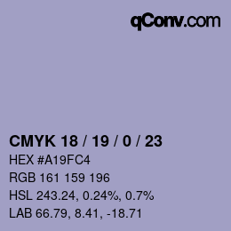 颜色代码: CMYK 18 / 19 / 0 / 23 | qconv.com