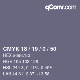 Farbcode: CMYK 18 / 19 / 0 / 50 | qconv.com