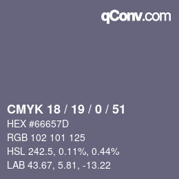 Color code: CMYK 18 / 19 / 0 / 51 | qconv.com