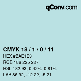 カラーコード: CMYK 18 / 1 / 0 / 11 | qconv.com