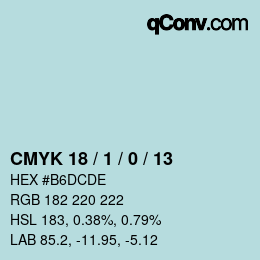 颜色代码: CMYK 18 / 1 / 0 / 13 | qconv.com