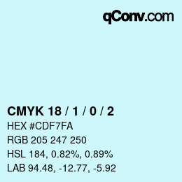 カラーコード: CMYK 18 / 1 / 0 / 2 | qconv.com