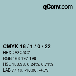 颜色代码: CMYK 18 / 1 / 0 / 22 | qconv.com