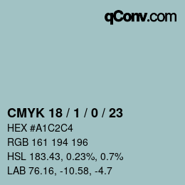 カラーコード: CMYK 18 / 1 / 0 / 23 | qconv.com