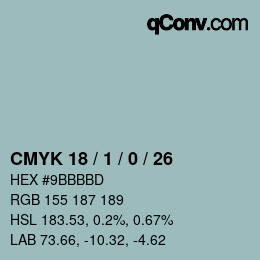颜色代码: CMYK 18 / 1 / 0 / 26 | qconv.com