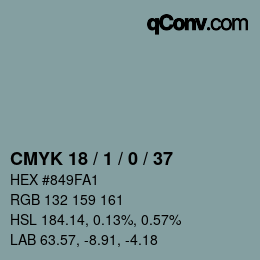 Color code: CMYK 18 / 1 / 0 / 37 | qconv.com