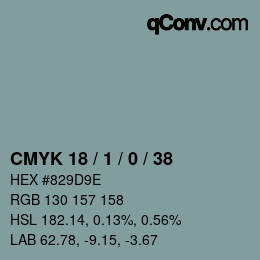 颜色代码: CMYK 18 / 1 / 0 / 38 | qconv.com