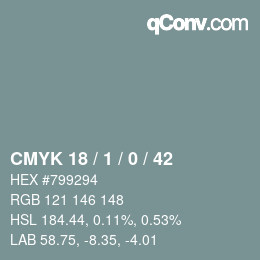 颜色代码: CMYK 18 / 1 / 0 / 42 | qconv.com
