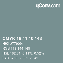 颜色代码: CMYK 18 / 1 / 0 / 43 | qconv.com