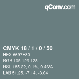 Color code: CMYK 18 / 1 / 0 / 50 | qconv.com