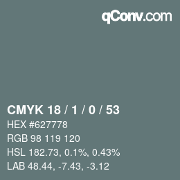 颜色代码: CMYK 18 / 1 / 0 / 53 | qconv.com
