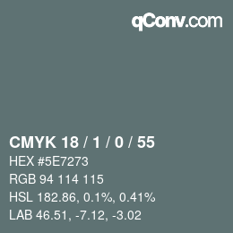Color code: CMYK 18 / 1 / 0 / 55 | qconv.com