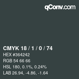 カラーコード: CMYK 18 / 1 / 0 / 74 | qconv.com