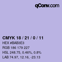 カラーコード: CMYK 18 / 21 / 0 / 11 | qconv.com