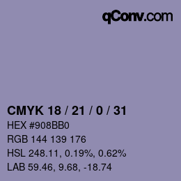 Farbcode: CMYK 18 / 21 / 0 / 31 | qconv.com
