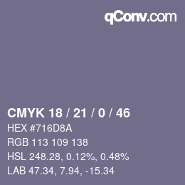 颜色代码: CMYK 18 / 21 / 0 / 46 | qconv.com