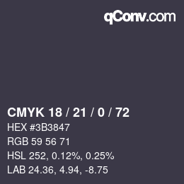 Color code: CMYK 18 / 21 / 0 / 72 | qconv.com