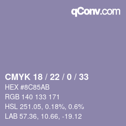 Color code: CMYK 18 / 22 / 0 / 33 | qconv.com