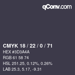 Código de color: CMYK 18 / 22 / 0 / 71 | qconv.com