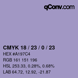 Farbcode: CMYK 18 / 23 / 0 / 23 | qconv.com
