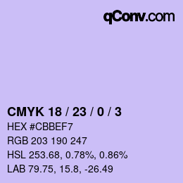 カラーコード: CMYK 18 / 23 / 0 / 3 | qconv.com