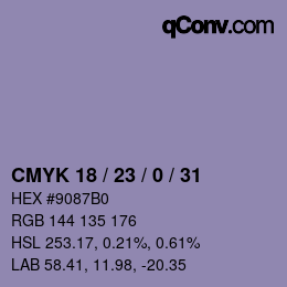 Code couleur: CMYK 18 / 23 / 0 / 31 | qconv.com
