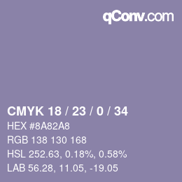 Color code: CMYK 18 / 23 / 0 / 34 | qconv.com