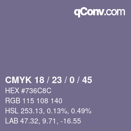 颜色代码: CMYK 18 / 23 / 0 / 45 | qconv.com