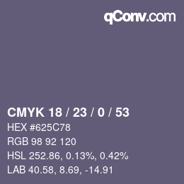 Color code: CMYK 18 / 23 / 0 / 53 | qconv.com