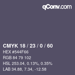 Color code: CMYK 18 / 23 / 0 / 60 | qconv.com