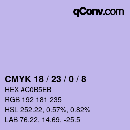 Color code: CMYK 18 / 23 / 0 / 8 | qconv.com