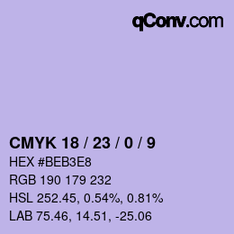 カラーコード: CMYK 18 / 23 / 0 / 9 | qconv.com