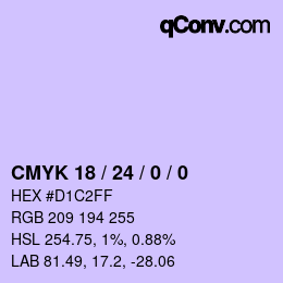 カラーコード: CMYK 18 / 24 / 0 / 0 | qconv.com